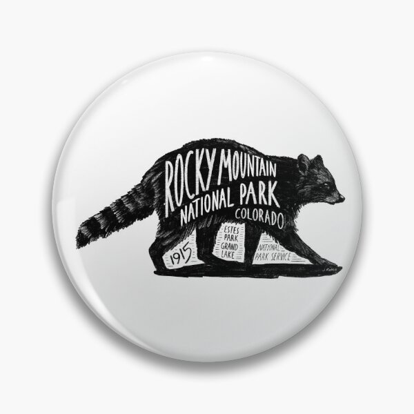 Item preview, Rocky Mountain National Park Raccoon Label designed and sold by John Morris Illustration.