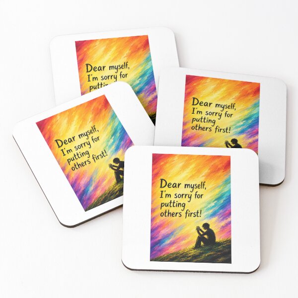 Item preview, Self Love Healing Journey  vintage colorful sunset sky begging myself Quote Art – Dear Myself, I'm Sorry for Putting Others First Sorry to myself  designed and sold by Shukasya-Arts.