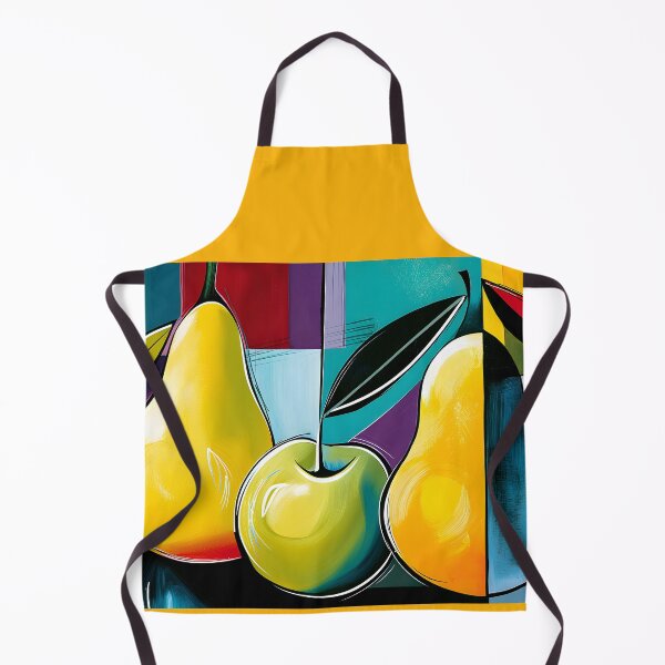 Item preview, Orchard Trio in Geometric Color - Two Pears and an Apple in Vibrant Abstract Harmony designed and sold by OlfactoART Studio.