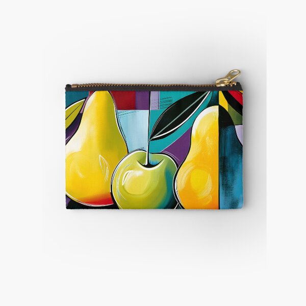 Item preview, Orchard Trio in Geometric Color - Two Pears and an Apple in Vibrant Abstract Harmony designed and sold by OlfactoART Studio.