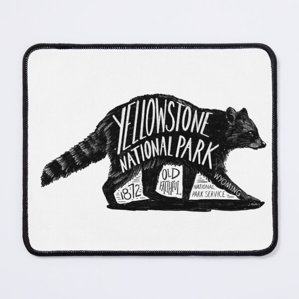Item preview, Yellowstone National Park Raccoon Label designed and sold by John Morris Illustration.