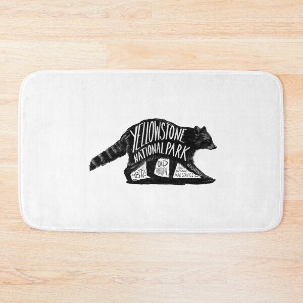 Item preview, Yellowstone National Park Raccoon Label designed and sold by John Morris Illustration.