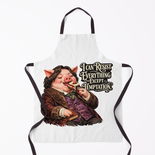 Item preview, Oscar Wilde Inspired Pig Eating Cake | I Can Resist Everything Except Temptation | Funny Literary Animal Design designed and sold by Donsean22.