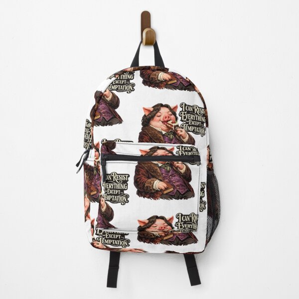 Item preview, Oscar Wilde Inspired Pig Eating Cake | I Can Resist Everything Except Temptation | Funny Literary Animal Design designed and sold by Donsean22.