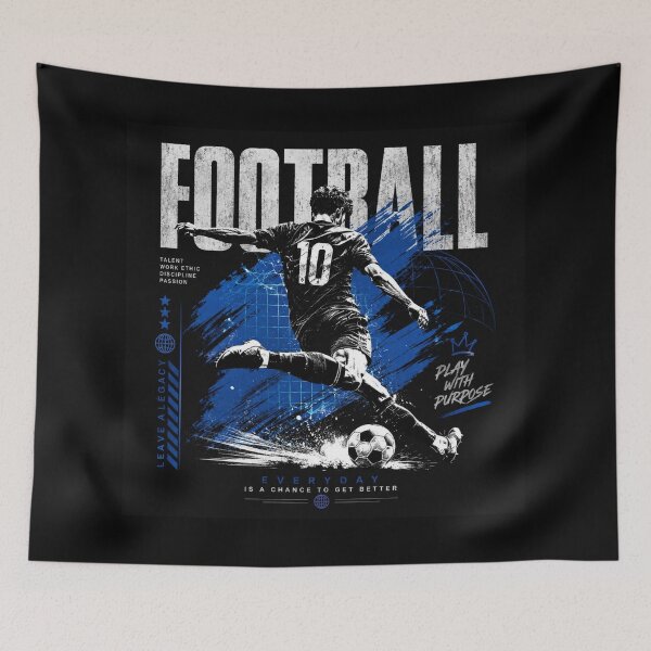 Item preview, Football player striking ball with power and purpose designed and sold by Rue Market.