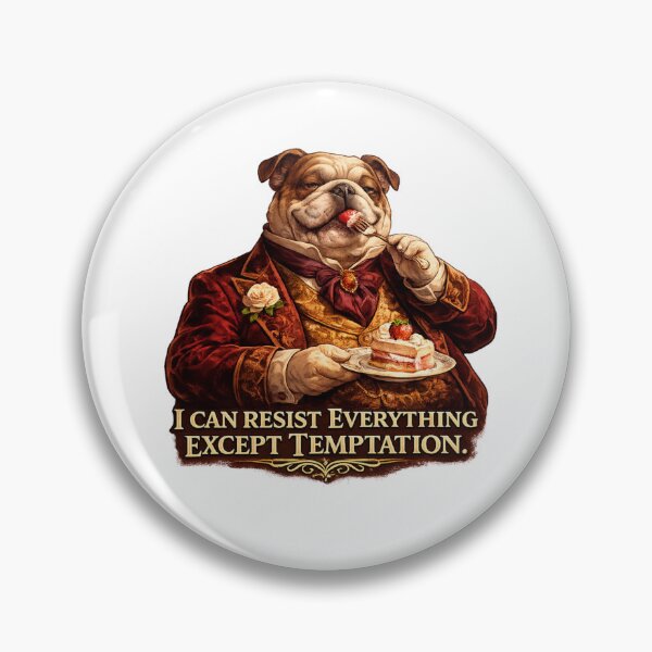 Item preview, Oscar Wilde Dog Illustration, Funny Fat Dog Eating Cake, “I Can Resist Everything Except Temptation” Quote Art, Literary Humor Gift, Aesthetic Vintage Style Dog Print designed and sold by Donsean22.