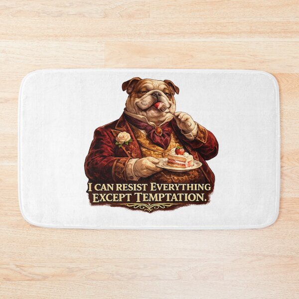 Item preview, Oscar Wilde Dog Illustration, Funny Fat Dog Eating Cake, “I Can Resist Everything Except Temptation” Quote Art, Literary Humor Gift, Aesthetic Vintage Style Dog Print designed and sold by Donsean22.