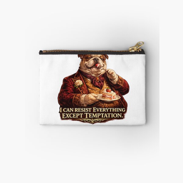 Item preview, Oscar Wilde Dog Illustration, Funny Fat Dog Eating Cake, “I Can Resist Everything Except Temptation” Quote Art, Literary Humor Gift, Aesthetic Vintage Style Dog Print designed and sold by Donsean22.