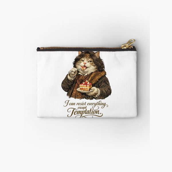 Item preview, Oscar Wilde Cat Illustration, Funny Fat Cat Eating Cake, “I Can Resist Everything Except Temptation” Quote Art, Literary Humor Gift, Aesthetic Vintage Style Cat Print designed and sold by Donsean22.