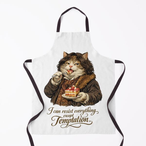 Item preview, Oscar Wilde Cat Illustration, Funny Fat Cat Eating Cake, “I Can Resist Everything Except Temptation” Quote Art, Literary Humor Gift, Aesthetic Vintage Style Cat Print designed and sold by Donsean22.
