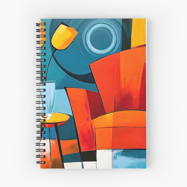 Item preview, Red Chair and Golden Blooms - A Vibrant Geometric Still Life Filled with Modern Charm designed and sold by OlfactoART Studio.