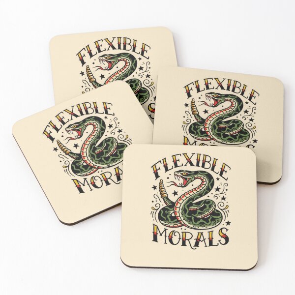 Item preview, Flexible Morals Rattlesnake Tattoo Flash Graphic  — Funny Dark Humor Attitude Streetwear  designed and sold by SkTee2k.