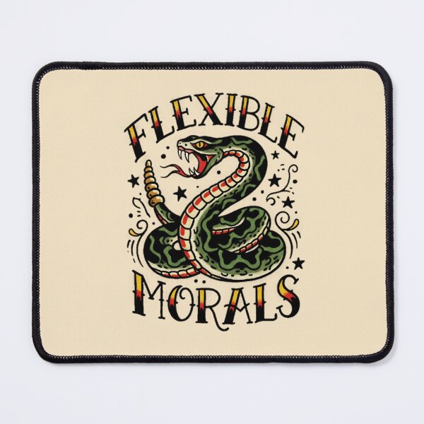 Item preview, Flexible Morals Rattlesnake Tattoo Flash Graphic  — Funny Dark Humor Attitude Streetwear  designed and sold by SkTee2k.