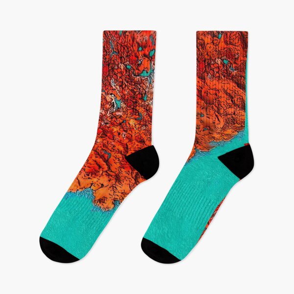 Item preview, Red Lichen Turquoise Water designed and sold by Brightside-art.