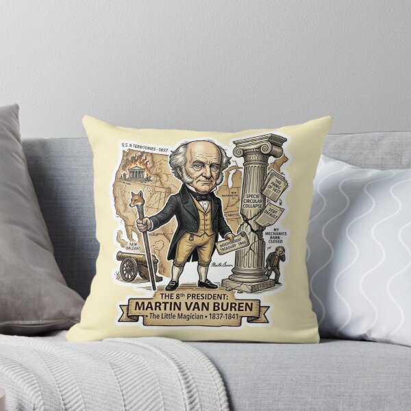 Item preview, 8th President: Martin Van Buren • "The Little Magician" Panic of 1837 Retro History Sticker & Apparel designed and sold by CleverCulture.
