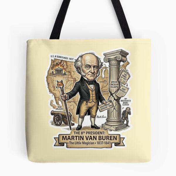 Item preview, 8th President: Martin Van Buren • "The Little Magician" Panic of 1837 Retro History Sticker & Apparel designed and sold by CleverCulture.