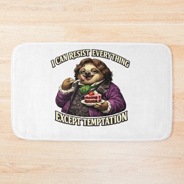 Item preview, Oscar Wilde Inspired Sloth Eating Cake | I Can Resist Everything Except Temptation | Funny Literary Sloth designed and sold by Donsean22.