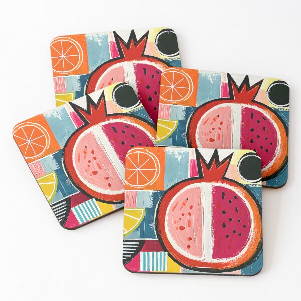 Item preview, Fruit Mosaic in Vibrant Color - Pomegranate Citrus and Bold Geometric Abstraction designed and sold by OlfactoART Studio.
