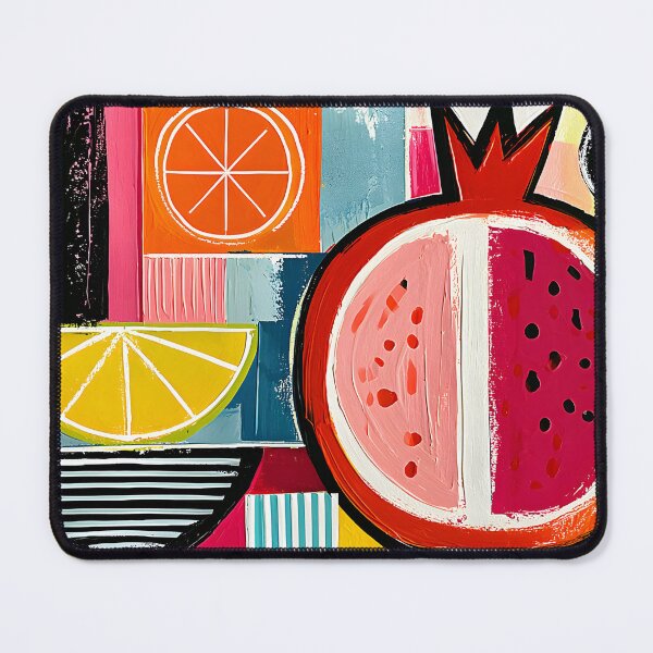 Item preview, Fruit Mosaic in Vibrant Color - Pomegranate Citrus and Bold Geometric Abstraction designed and sold by OlfactoART Studio.