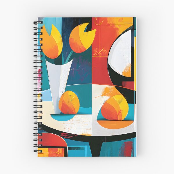Item preview, Geometric Still Life in Color - Bold Flowers Vase and Chair in Contemporary Abstract Harmony designed and sold by OlfactoART Studio.