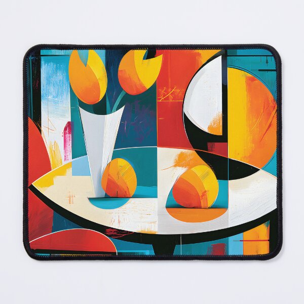 Item preview, Geometric Still Life in Color - Bold Flowers Vase and Chair in Contemporary Abstract Harmony designed and sold by OlfactoART Studio.