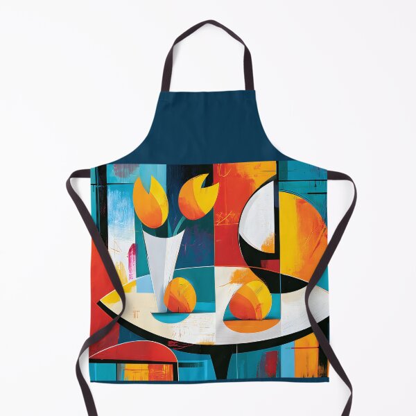 Item preview, Geometric Still Life in Color - Bold Flowers Vase and Chair in Contemporary Abstract Harmony designed and sold by OlfactoART Studio.