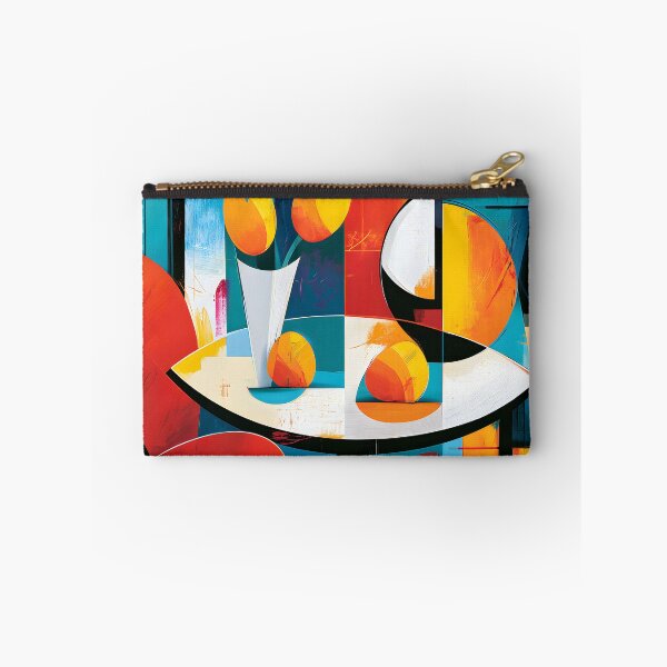 Item preview, Geometric Still Life in Color - Bold Flowers Vase and Chair in Contemporary Abstract Harmony designed and sold by OlfactoART Studio.