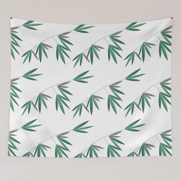 Item preview, Natural green bamboo foliage botanical repeat pattern design designed and sold by Longsilp.