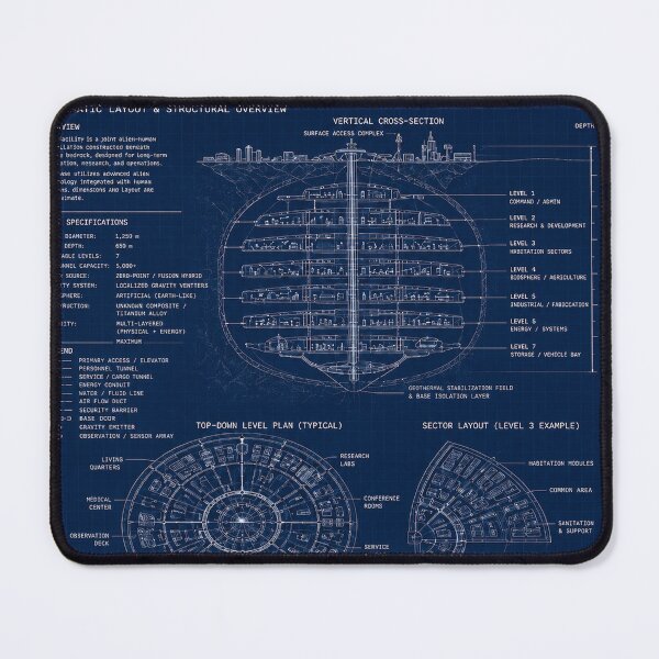 Item preview, Underground Alien Base Blueprint Schematic  designed and sold by MGC Art.