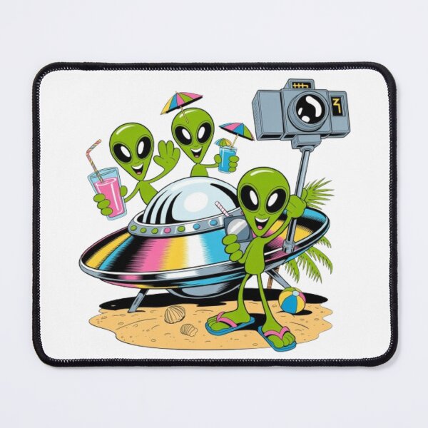 Item preview, Funny Cartoon Alien Summer Vacation Selfie Stick Sticker designed and sold by DailySparks.