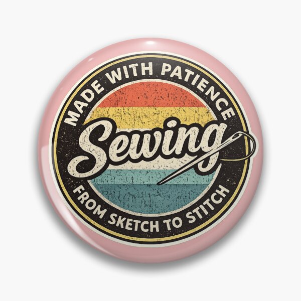 Item preview, Vintage Sewing Design Made With Patience Retro Badge designed and sold by Northcrest Co..
