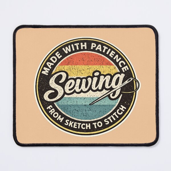 Item preview, Vintage Sewing Design Made With Patience Retro Badge designed and sold by Northcrest Co..