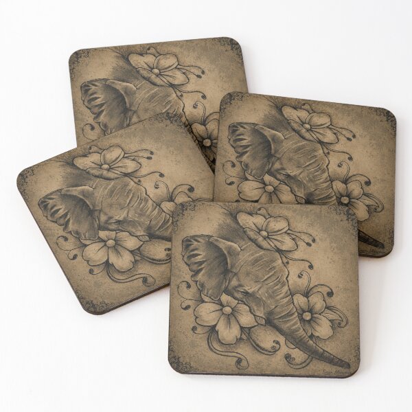 Item preview, Elephant with flowers designed and sold by uniquelythoughts.
