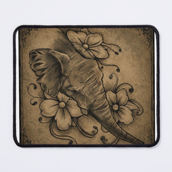 Item preview, Elephant with flowers designed and sold by uniquelythoughts.