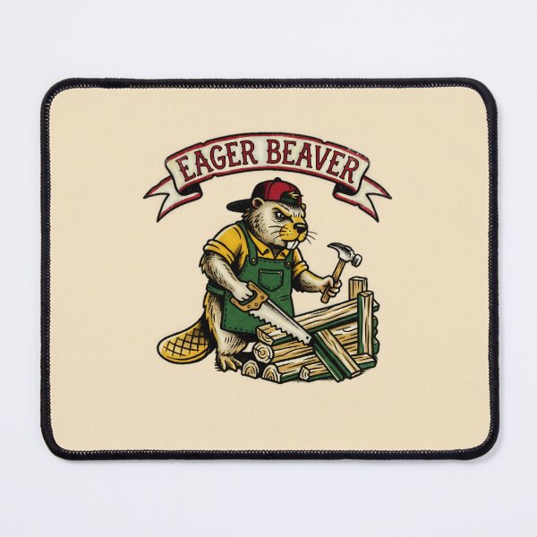 Item preview, Eager Beaver Builder Vintage Graphic — Funny Hardworking Attitude Humor designed and sold by SkTee2k.