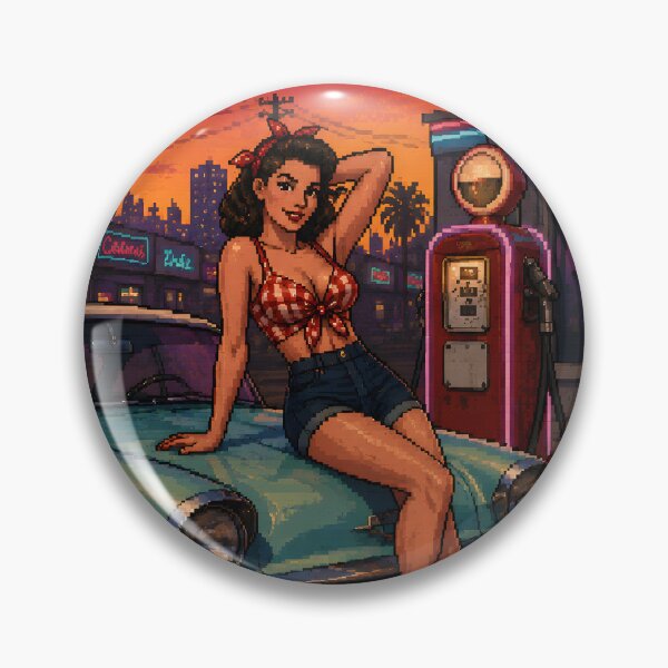 Item preview, Arcade Pixel Girl - 80s Miami Neon Nights, Retro Gaming Aesthetic designed and sold by Ivory Code.