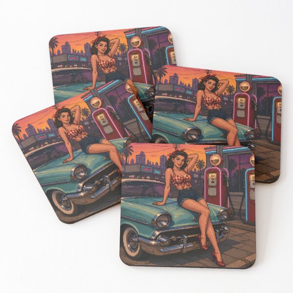 Item preview, Arcade Pixel Girl - 80s Miami Neon Nights, Retro Gaming Aesthetic designed and sold by Ivory Code.