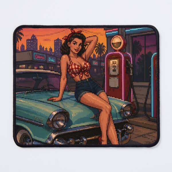Item preview, Arcade Pixel Girl - 80s Miami Neon Nights, Retro Gaming Aesthetic designed and sold by Ivory Code.
