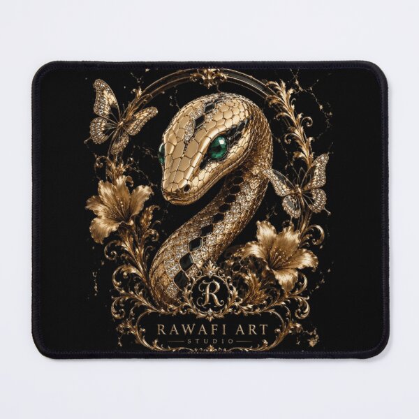 Item preview, Emerald Royal Serpent | Luxurious Gold Snake Art  designed and sold by Rawafi Art Studio.