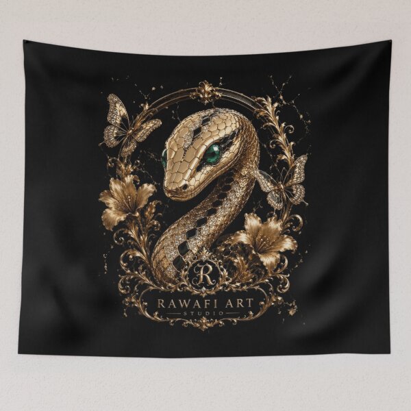 Item preview, Emerald Royal Serpent | Luxurious Gold Snake Art  designed and sold by Rawafi Art Studio.