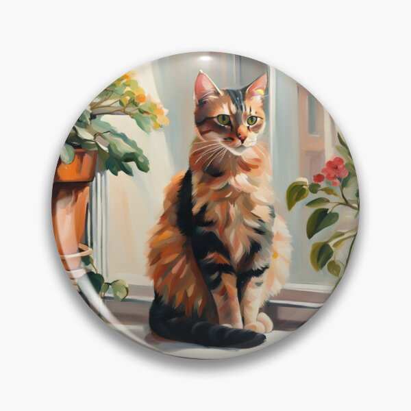 Item preview, Cozy Calico Cat on Sunny Window Sill Cottagecore Painting designed and sold by UmSkelig834.