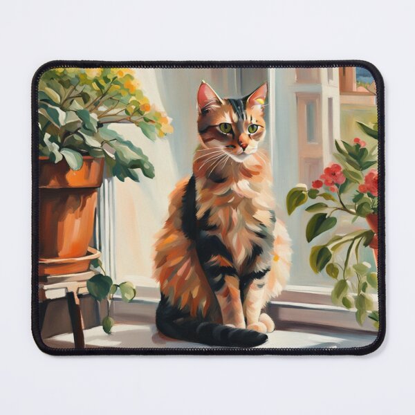 Item preview, Cozy Calico Cat on Sunny Window Sill Cottagecore Painting designed and sold by UmSkelig834.