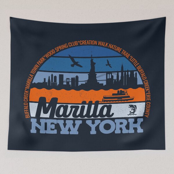 Item preview, Marilla New York Sunset Retro Vintage Local Pride Logo designed and sold by CRHPOD20.