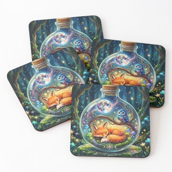 Item preview, Celestial Forest Terrarium: Sleeping Fox and Cosmic Owl designed and sold by MoonwoodStudio.