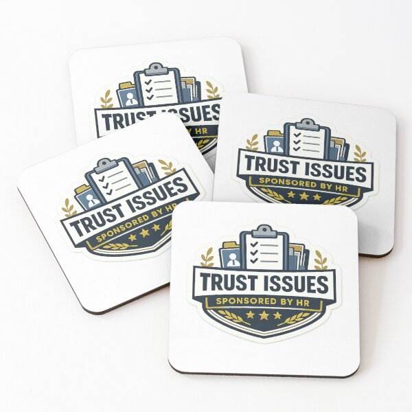 Item preview, Trust Issues Sponsored By HR Corporate Humor Sticker designed and sold by Crybyte Studio.