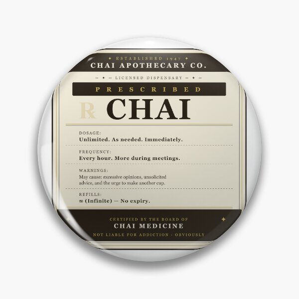 Item preview, Prescribed Chai — Funny Vintage Apothecary Label Sticker | Chai Lover Humor Gift T-Shirt designed and sold by Mega-Shopping.