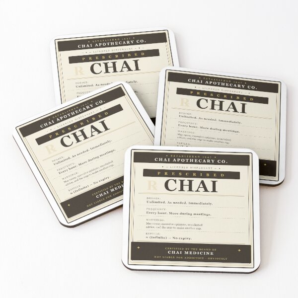 Item preview, Prescribed Chai — Funny Vintage Apothecary Label Sticker | Chai Lover Humor Gift T-Shirt designed and sold by Mega-Shopping.