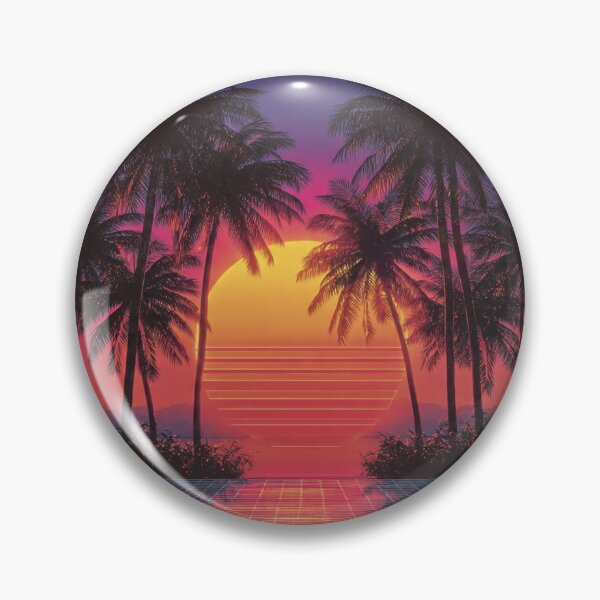 Item preview, Synthwave Sunset Palm Trees Retro Grid Art designed and sold by greatlakesea.