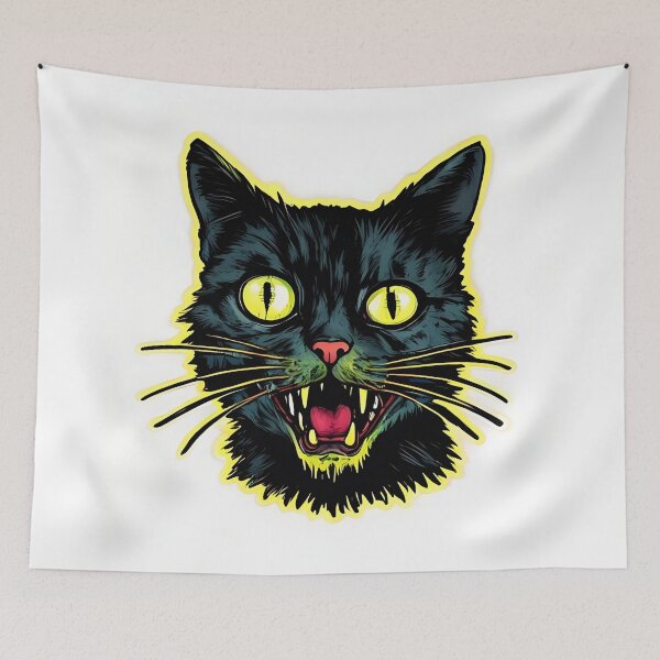 Item preview, Cursed Cat: Misaligned Cat with Crooked Smile Sticker designed and sold by Mercella-Inc.