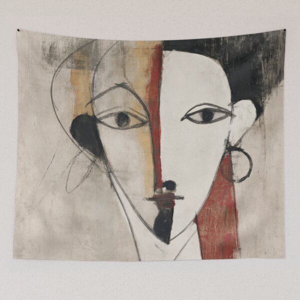 Item preview, Abstract Cubist Portrait - Modern Line Art Print designed and sold by dawnleblanc55.